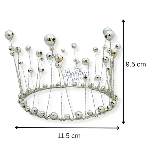 The Baking Curv Silver Pearl Crown Cake Topper – Elegant Decorative Accessory for Birthday, Baby Shower & Princess Theme Cakes