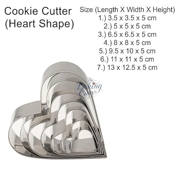 "Heart Shaped Stainless Steel Cookie Cutter Set of 7 Piece Nesting Molds for Cookies, Fondant & Crafts"