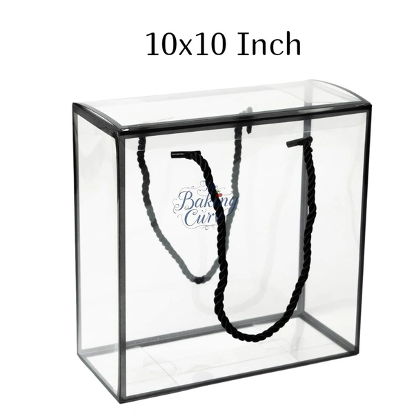 The Baking Curv Transparent 10x10 PVC Hamper Boxes with Handle – Square Gift Packaging Boxes for Hampers & Return Gifts - Pack of 5