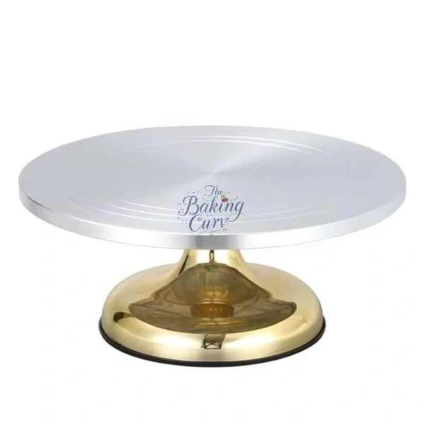 The Baking Curv Premium Aluminum & Steel Cake Turntable – Smooth Rotating Stand for Cake Decoration & Icing