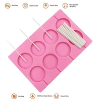 THE BAKING CURV SILICON LOLLIPOP MOULD 8 IN 1 PLAIN ROUND