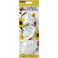 "Veined Sunflower & Daisy Cutter Set – Pack of 3 Plastic Flower Molds for Fondant, Cookies & Crafts"