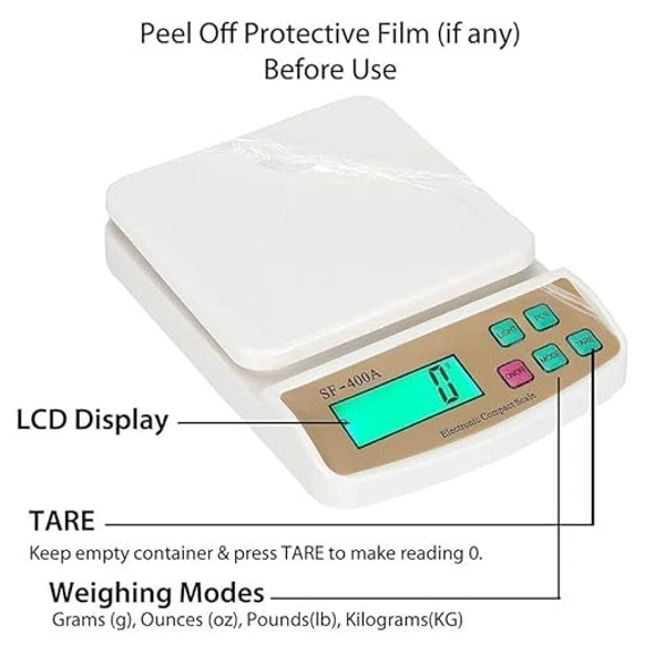 The Baking Curv Digital Kitchen Weighing Scale (SF 400-A) – Compact, High-Precision Weight Machine for Cooking, Baking & Dieting (Up to 10kg)