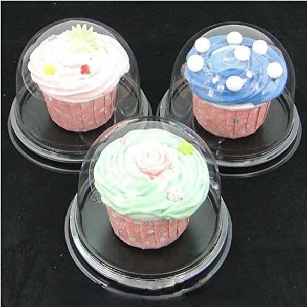 The Baking Curv Large Plastic Dome – Ideal for Muffins, Cupcakes & Pastries (10x9cm) - Pack Of 25
