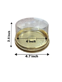 The Baking Curv  PVC Round Bento Box With Golden Base Cake Box (CL1063) Pack of 25 - Pack of 25