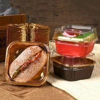 The Baking Curv Rectangle & Square Foil Containers with Lid 3x3 – Multipurpose, Disposable, Leakproof Aluminum Trays for Baking, Storage & Takeaway - 4x4, Golden, Pack Of 25