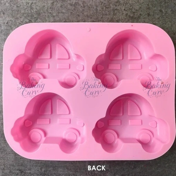 The Baking Curv Car Shape Silicone Mould – 4-Cavity Non-Stick, Flexible & Reusable Tray for Chocolate, Jelly, Candy & Kids' Treats