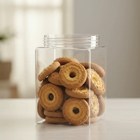 The Baking Curv Transparent Square Pet Jar 2.5" Dia 2 inch height (200ml)