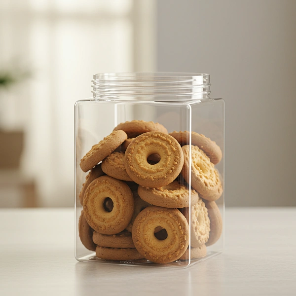 The Baking Curv Transparent Square Pet Jar 2.5" Dia 2 inch height (200ml)