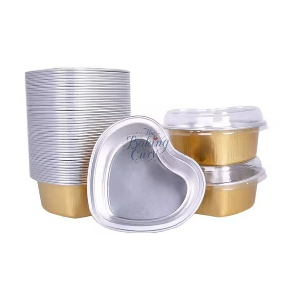 The Baking Curv Direct Baking Heart Shape Foil Container - Pack of 10, Red