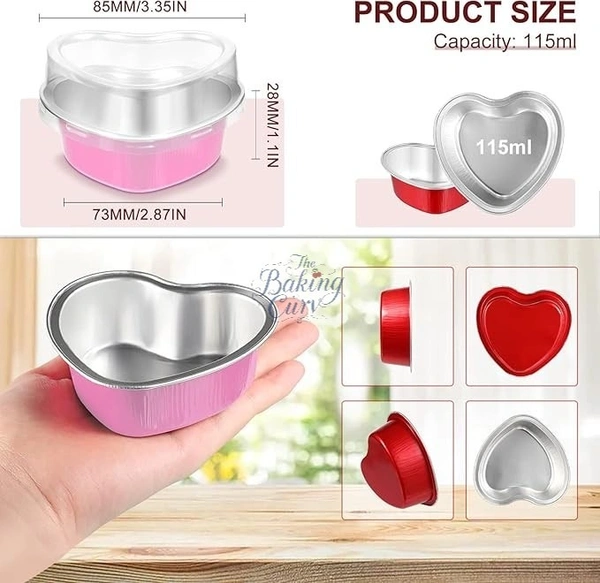 The Baking Curv Direct Baking Heart Shape Foil Container - Pack of 10, Red
