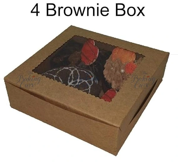 The Baking Curv Kraft 4 Brownie Box  - Pack of 10
