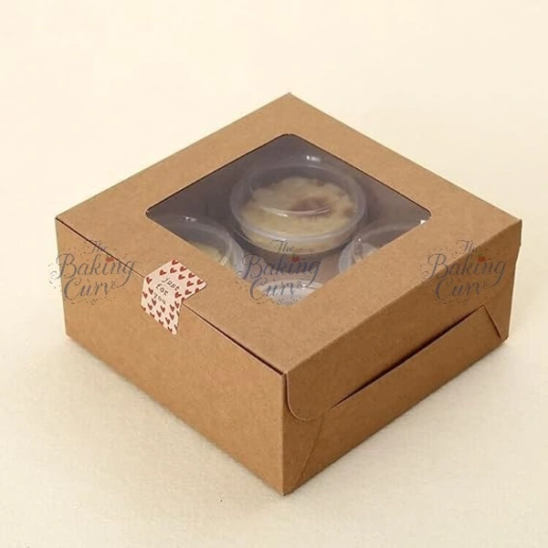 The Baking Curv Kraft 4 Brownie Box  - Pack of 10