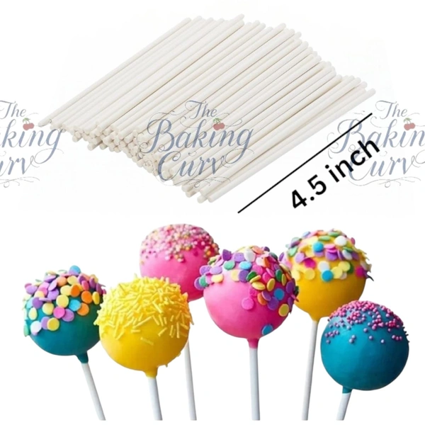 The Baking Curv Lollipop Sticks – 4.5 Inch Food-Grade Sturdy Sticks for Cake Pops, Candy, Chocolates & DIY Treats - Pack of 100