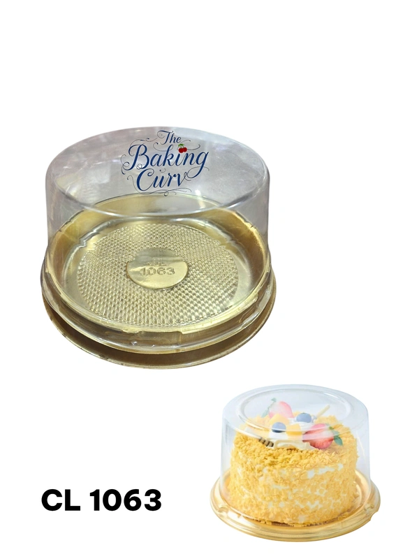 The Baking Curv  PVC Round Bento Box With Golden Base Cake Box (CL1063) Pack of 25 - Pack of 25