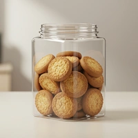 The Baking Curv Transparent Round Pet Jar 3.5" Dia 3 inch Height Specially For Cookies (CP-07)