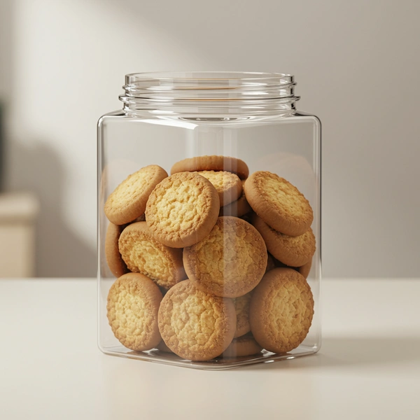 The Baking Curv Transparent Round Pet Jar 3.5" Dia 3 inch Height Specially For Cookies (CP-07)