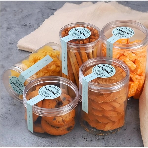 The Baking Curv Transparent Square Pet Jar 3" Dia 4 inch height (500ml)