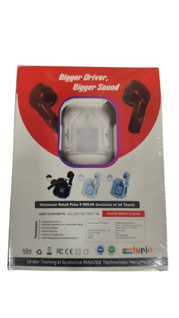 MAKZEE KILLER-102 WIRELESS EARBURDS - White