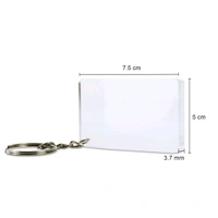 Print X Customized Acrylic Glass Keychain - White, Rectangle