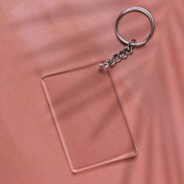 Print X Customized Acrylic Glass Keychain - White, Rectangle