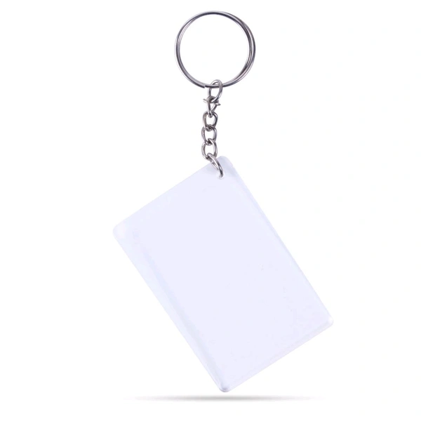Print X Customized Acrylic Glass Keychain - White, Rectangle