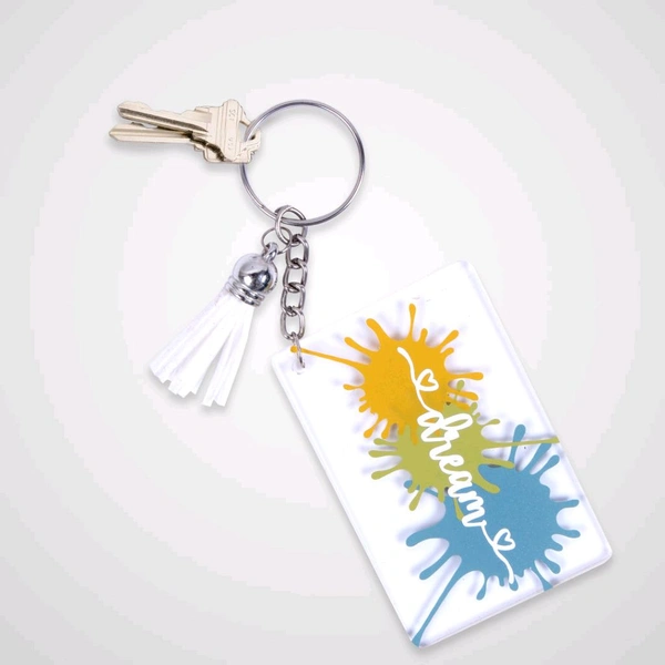 Print X Customized Acrylic Glass Keychain - White, Rectangle