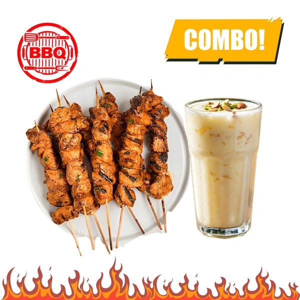 BBQ Boneless stick (2) & Standard Lassi