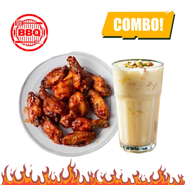 BBQ Wings (7pcs) & Standard Lassi