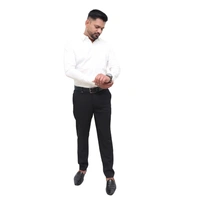 Look Me Apparel Men Solid White Regular Fit Full Sleeve Cotton Blend Formal Shirt with Spread Collar - L, White