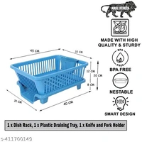 ANSUYA 3 in 1 Kitchen Sink Dish Drainer Drying Rack Utensils Washing Holder Plastic Basket Organizer with Tray and Utensil Cutlery Holder