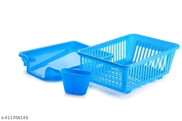 ANSUYA 3 in 1 Kitchen Sink Dish Drainer Drying Rack Utensils Washing Holder Plastic Basket Organizer with Tray and Utensil Cutlery Holder