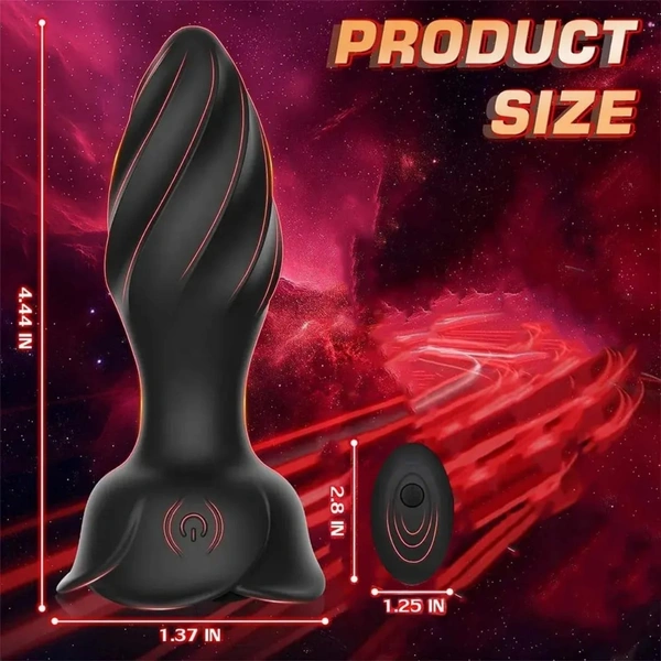 Anal Plug Rose Vibrator Couples Sex Toys for Women Vibrating Butt Plug With Remote Anal Vibrators Rose Sex Toy Adult Games - L, Black