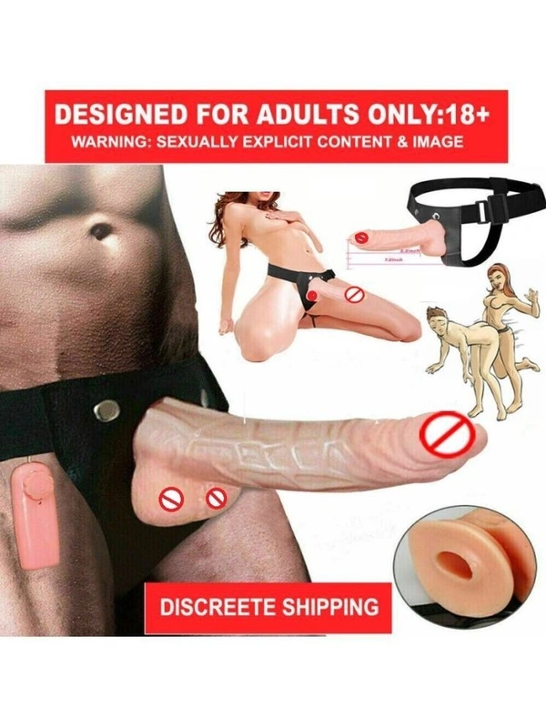 Duramax 7 INCH BIG HOLLOW STRAP ON DILDO WITH VIBRATION AND BELT FEMALE SEX TOY BY DROGON JUMBO - 7 INCH, SKIN