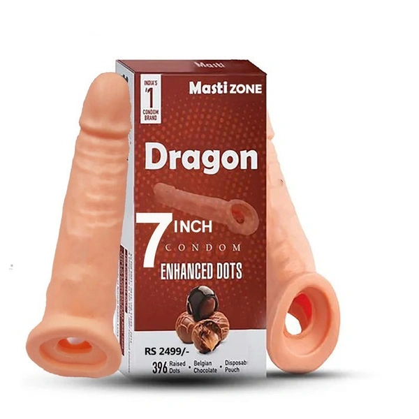 7 Dragon Condom with Realistic Texture 7 inch Reusable Man Condom - 7 inch, skin