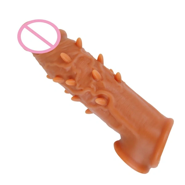 Duramax 6 Inch BT Doteed Condom with Realistic Texture Sensual Experience - 6 inch, chocolate