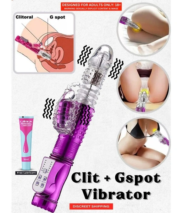 Rotating and Thrusting Purple Vibe for Solo Play By Naughty Nights - 9 INCH, PURPLE & WHITE