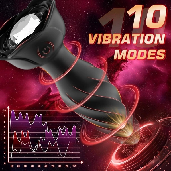 Anal Plug Rose Vibrator Couples Sex Toys for Women Vibrating Butt Plug With Remote Anal Vibrators Rose Sex Toy Adult Games - L, Black