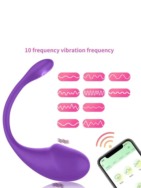 Wireless Bluetooth APP Remote Control USB Mini Vibrator 1&2&3 9 Frequency Adult Sex Toy for Women - Purple