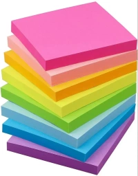 Laminated Paper Cover Glue Bound Neon Sticky Notes, Size: 3x3 Inch
