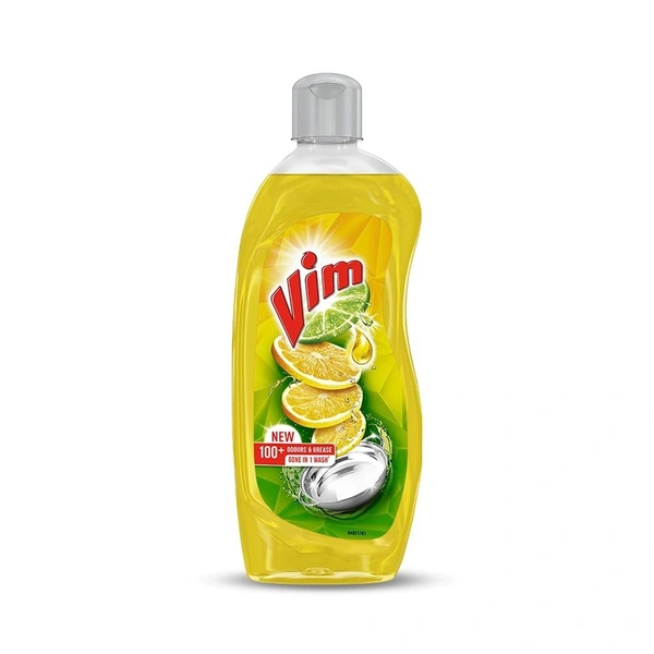 Vim Dishwash Liquid Gel Lemon, With Lemon Fragrance, Leaves No Residue, Grease Cleaner For All Utensils, Bottle - 750ml