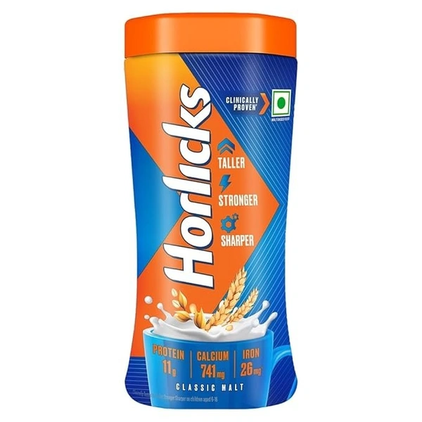 Horlicks Nutrition Drink Jar - 1 kg - Classic Malt - Clinically Proven to make kids Taller, Stronger, Sharper - 1 kg