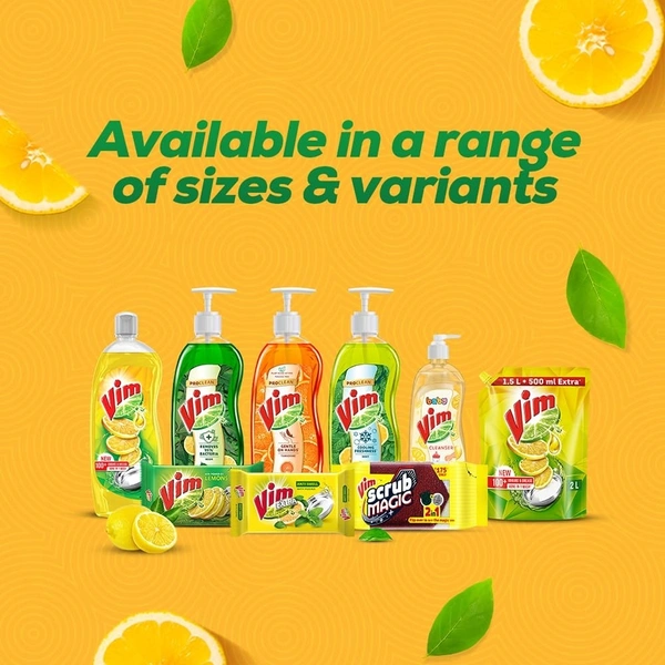 Vim Dishwash Liquid Gel Lemon, With Lemon Fragrance, Leaves No Residue, Grease Cleaner For All Utensils, Bottle - 750ml