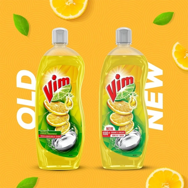 Vim Dishwash Liquid Gel Lemon, With Lemon Fragrance, Leaves No Residue, Grease Cleaner For All Utensils, Bottle - 750ml