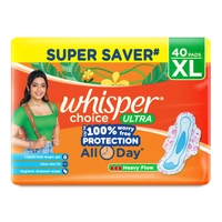 Whisper Choice Sanitary Pads with Wings for Women, XL, 40s Napkins