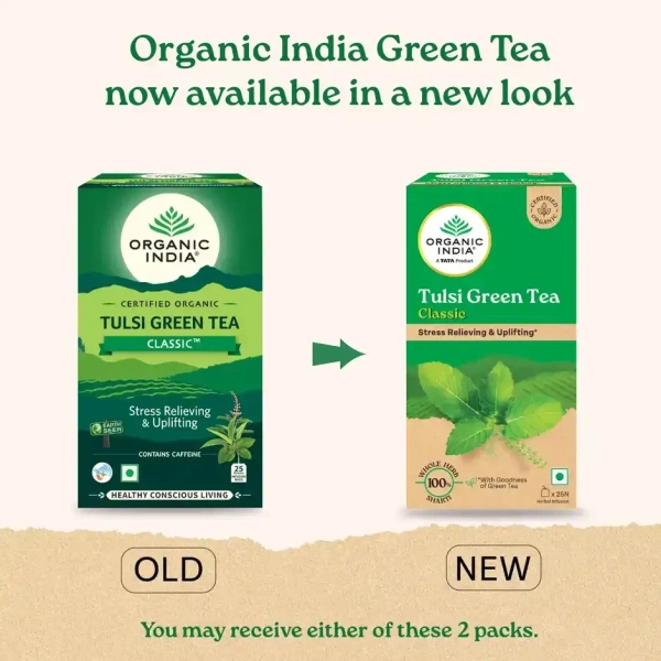 A TATA Product - Organic India Rama, Krishna & Vana Tulsi Blended Green Tea Classic - 25 Tea Bags