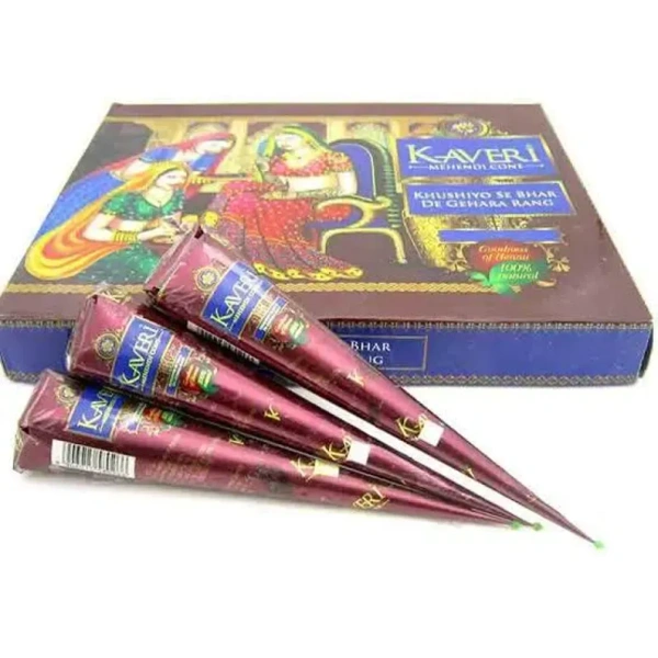 Kaveri Natural Henna Cones|Herbal Mehndi | Easy Application for Hands & Feet | Long-Lasting Dark Stain