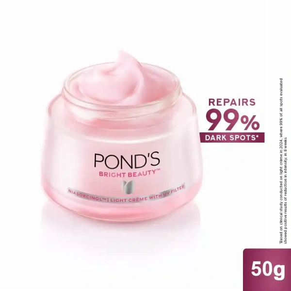 POND'S Bright Beauty Day Cream 35 g, Non-Oily, Mattifying Daily Face Moisturizer, SPF 15 - With Niacinamide to Lighten Dark Spots for Glowing Skin
