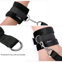 BDSM Bed Restraint Kit Hand Cuffs Ankle Cuff - Couple, Leather, Black