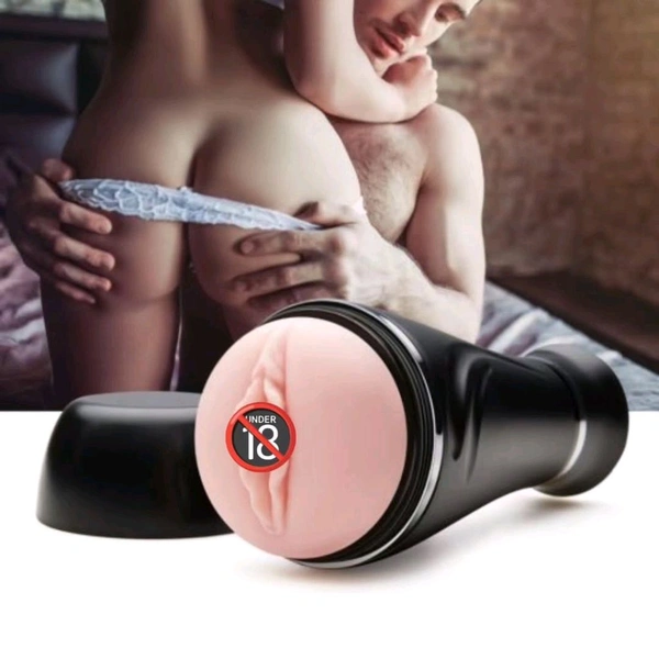 Flashlight Beautiful Ultra Realistic Pocket Pu*sy - Black, Men, ABS+ Silicone